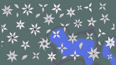 Davetiye ve kartpostal tasarımı için dekoratif çiçek unsurları. Yapraklı çizim şekli. Şirin, zarif çiçekler Raster illüstrasyonu. Tekstil için figür. Poster veya kapak için arkaplan.