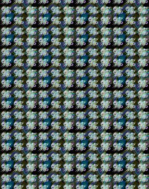 Çiçek izi. Suluboya çizim kalıbı. Suluboya tarzında yeşil ve mavi renkte çiçekler.