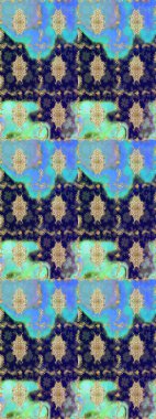 Barok tarzında eskiz oryantal süsü. Raster geleneksel altın çizim deseni mavi renkte.