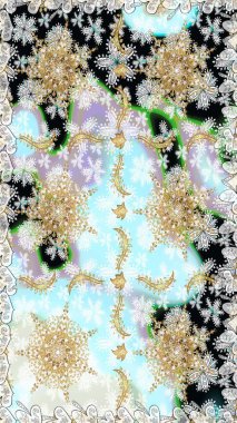 Damask arkaplanı. Barok tarzında altın çiçekli süs. Altın çiçekli, pürüzsüz desen. Tarafsız renklerdeki altın element.