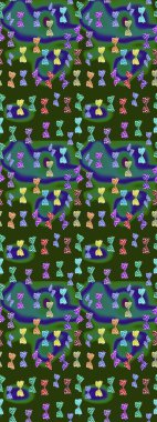 Kelebek yeşil ve mavi arka planda. Davetiye, kart ve parmak izi için basit kadınsı bir model. Robot resim. Raster illüstrasyonu.