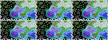 Soyut etnik raster kusursuz desen. Arkaplan dokusu, duvar kağıdı, yeşil renkli çiçek teması. Kabile sanatı boho baskısı, klasik çiçek arkaplanı.