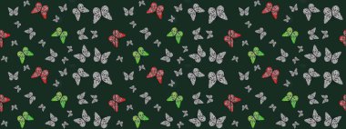 Yumuşak mavi ve gri arkaplanda yalıtılmış şirin yaban sinekleri. Sanat retro seramik seramik tasarım tarzında serbest ve doğrusal el çizimi logo. Mavi ve gri renkleri kapat.