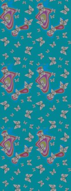 Kelebek deseni. Soyut eskiz arka planı. Mavi ve gri renklerin çizimi. Moda Kumaşı Tasarımı. Raster..