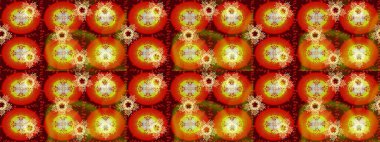 Kırmızı, turuncu ve kahverengi kar taneleri. Noel ve yeni yıl moda baskıları için tatil tasarımı. Raster illüstrasyonu. Kar tanelerinin soyut arkaplanlı Noel deseni.