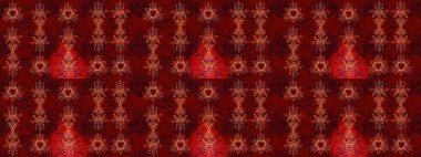 Kırmızı, siyah ve kahverengi renkler. Raster illüstrasyonu. Kar tanelerinin soyut arkaplanlı Noel şablonu. Noel ve Yeni Yıl moda baskıları için tatil tasarımı.