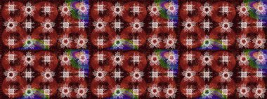 Raster illüstrasyonu. Kahverengi, kırmızı ve nötr renkler. Kar tanelerinin soyut arkaplanlı Noel şablonu. Noel ve Yeni Yıl moda baskıları için tatil tasarımı.