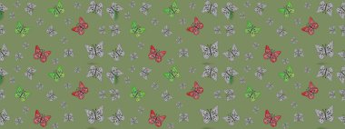 Kelebekler eskizleri tarafsız ve gri renklerle çizerler. Şirin Raster çizimi. Web sayfası arkaplanları, duvar kağıtları, tekstil, yüzey dokuları için mükemmel.