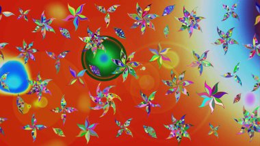 Eskiz klasiği. Düz Çiçek Elementleri Tasarımı. Renkli Bahar Teması eskiz kalıbı. Raster Şirin kumaş deseni.