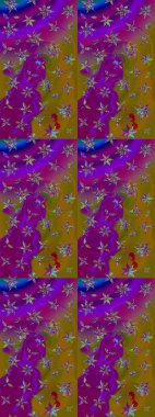 Desen, çizim, çiçek sınırı. Eski moda arka plan. Kıvırcık, parlak örgü. Çiçek çelengi. Raster illüstrasyonu. Güzel, pürüzsüz kumaş, tuval..