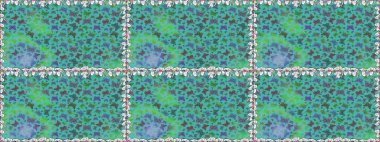 Egzotik Kelebeklerle tropik ve pürüzsüz bir düzen. Raster. Moda Kumaşı Tasarımı. Mavi renkli illüstrasyon.