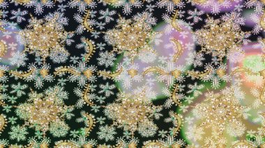 Paisleys zarif çiçek desenli dikdörtgen arka plan duvar kâğıdı illüstrasyonlu klasik stil, modern 3D çizgili sanat altın ve gri desenli çiçek yaprakları ve süslemeleri..