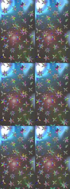 Raster illüstrasyonundaki çiçek desenli çizim. Gri ve mavi renklerde. Güzel kumaş deseni. Raster illüstrasyonu.