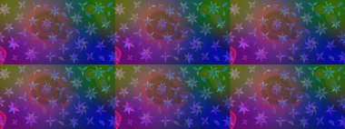 Eskiz klasiği. Raster Şirin kumaş deseni. Renkli Bahar Teması eskiz kalıbı. Düz Çiçek Elementleri Tasarımı.