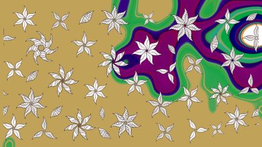 Çizim çiçek deseni duvar kağıdı, web sitesi arka planı, ambalaj kağıdı, davetiye, broşür, afiş veya web sitesi için kullanılabilir. El çizimi Raster çizimi. Karalama elementleri.