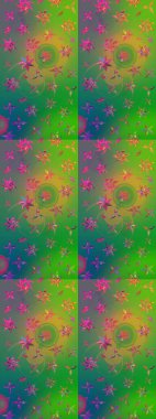 Çiçekli eskiz arkaplanı. Çocuk stili. Renkli Bahar Teması eskiz kalıbı. Düz Çiçek Elementleri Tasarımı.