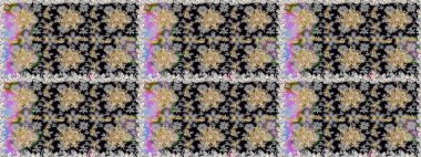 Gri ve siyah renklerdeki altın desenli altın elementler. Raster geleneksel oryantasyon süsü. Kusursuz klasik altın desen.