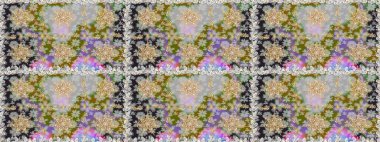 Raster illüstrasyonu. Kusursuz ortaçağ çiçek deseni. Dekoratif simetri arabesk. Gri ve nötr renklerde altın. Doğum günü, davetiye ya da afiş için tebrik kartı.