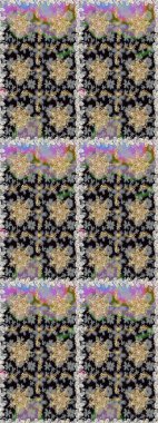 Düz elle çizilmiş klasik koleksiyon. Gri ve siyah renklerdeki altın desenli altın elementler. Arkaplan, kumaş, altın duvar kağıdı. Raster altın pürüzsüz desen.