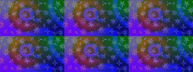 El çizimi çiçek çizimi deseni (fayans). Şirin çiçekler, şal desenli, mor ve mavi renklerde renkli çizimler. Tekstil için suluboya çizim deseni.