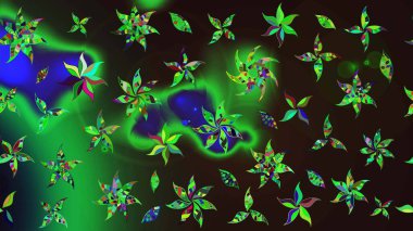 Çizgi çizimi kalıbı. Raster Moda kumaş deseni. Şirin çiçekler..