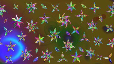 Düz Çiçek Elementleri Tasarımı. Raster Illustrasyon 'daki Çiçek Deseni' nin son moda çizimi. Renkli Yaz Temalı eskiz kalıbı. Güzel kumaş deseni.