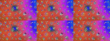 Renkli Bahar Teması eskiz kalıbı. Pembe ve turuncu renkli çiçekler. Raster illüstrasyonundaki çiçek desenli çizim. Düz Çiçek Elementleri Tasarımı.