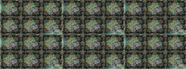 Raster Çiçek İllüstrasyonu güzel tekstil. Gri renkli etnik çiçeklerle kusursuz bir desen..