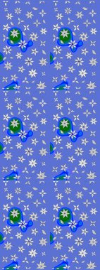 Yumuşak, yaz çiçekleri mavi ve nötr renklerde. Raster deseni. Raster illüstrasyonu. Küçük çiçekte sevimli çiçek deseni var..