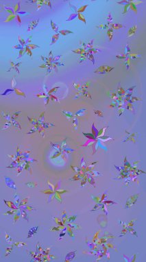 Çiçeksel fantezi tasarımı ve parlak bir arka plan çizimi. Renkli Bahar Teması eskiz kalıbı. Düz Çiçek Elementleri Tasarımı.