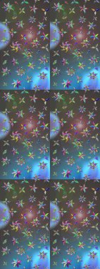 Mavi ve gri renklerde. Soyut çiçek çizim kalıbı arka planı. Raster illüstrasyonu. Raster deseni. Küçük çiçekte sevimli çiçek deseni var..