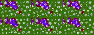 Raster illüstrasyonundaki çiçek desenli çizim. Çiçekler suluboya tarzında yeşil ve nötr renklerde.