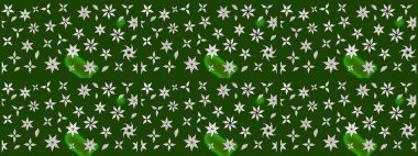 Retro tekstil tasarım koleksiyonu. Yeşil ve nötr yeşil ve nötr. El çizimi çiçek unsurları olan soyut çizim raster deseni. 1950-1960 motifleri. Çiçekli ipek eşarp..