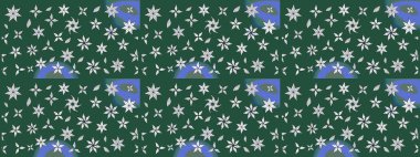 Küçük çiçekli basit bir çiçek çizimi. Yeşil renkte şirin çiçekler. Moda baskısı, albüm, ambalaj kağıdı ve duvar kağıdı için zarif dekoratif süslemeler. Raster illüstrasyonu.