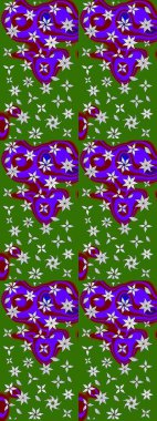 Ağaç dallı bahar çiçekleri ile desen, çiçek siluetiyle yeşil renkler. Raster deseni.