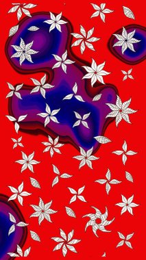 Raster illüstrasyonu. Suluboya çiçekli çiçek deseni. Kırmızı renkte güzel tekstil.