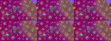 Raster güzel bir çiçek deseni çizmiş. Bahar mevsimi. Tatil havası. Nazik romantik baskı. Mor renkte çiçekler.