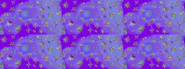 Çiçekli bahar çiçekleri. Küçük çiçekte güzel bir desen. Küçük renkli çiçekler. Moda baskıları için zarif bir şablon. Motley illüstrasyonu. Çizim.