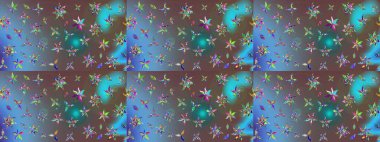Raster illüstrasyonundaki çiçek desenli çizim. Mavi renkte çiçekler.