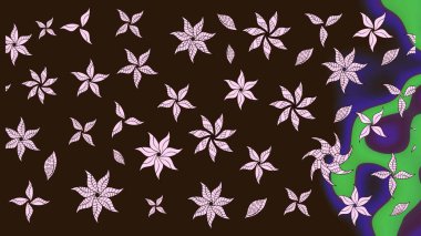 Güzel kumaş deseni. Kahverengi renklerde. Raster illüstrasyonu. Raster illüstrasyonunda çiçek deseni çizimi.