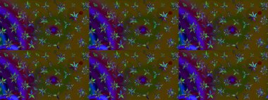 Çiçekli çizim şekli. Düz Çiçek Elementleri Tasarımı. Kahverengi renkli çiçekler. Renkli Bahar Teması çizim şablonu.