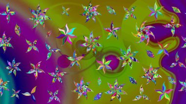 Renkli Bahar Teması eskiz kalıbı. Düz Çiçek Elementleri Tasarımı. Yeşil renkli çiçekler. Çiçek desenli eskiz, yaz çiçekleri..