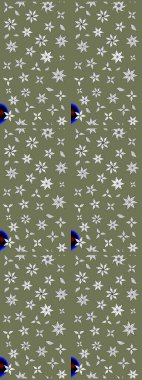 Küçük çiçekteki sevimli çiçek deseni. Yeşil renkte çiçekler.