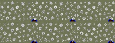 Küçük çiçekteki sevimli çiçek deseni. Yeşil renkte çiçekler.