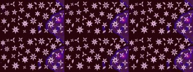 Şirin çiçekli, desenli, kahverengi renkli bir eskiz deseni. El çizimi çiçek çizimi deseni (fayans). Tekstil için suluboya çizim deseni.