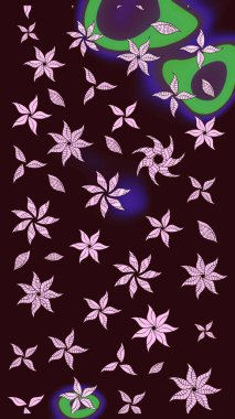 Düz Çiçek Elementleri Tasarımı. Kahverengi renkli çiçekler. Renkli Yaz Temalı eskiz kalıbı. Çiçekli retro deseni çiz.