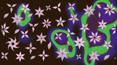 Raster illüstrasyonundaki çiçek desenli çizim. Suluboya tarzında kahverengi renkte çiçekler.