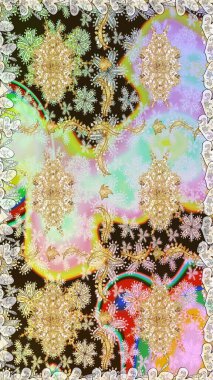 Tarafsız renklerde altın tekrarlayan elementlerle soyut arkaplan. Kusursuz oryantal klasik altın desen.