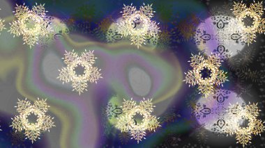 Kar taneleri, kar yağışı. Güzel raster grisi, nötr ve mor kar taneleri renkli bir arkaplanda izole edilmiş. İllüzyon. Düşen Noel stilize kar taneleri.