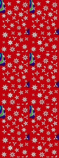 Çizim çiçek deseni duvar kâğıdı olarak kullanılabilir. Kırmızı renkte çiçekler. Raster illüstrasyonu.